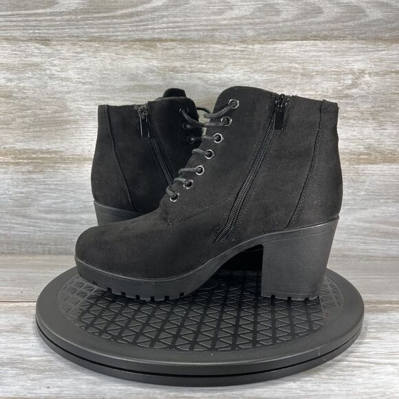 Forever Plus Womens Chunky Heel Platform Side Zipper Booties Size 7.5 - Picture 5 of 8